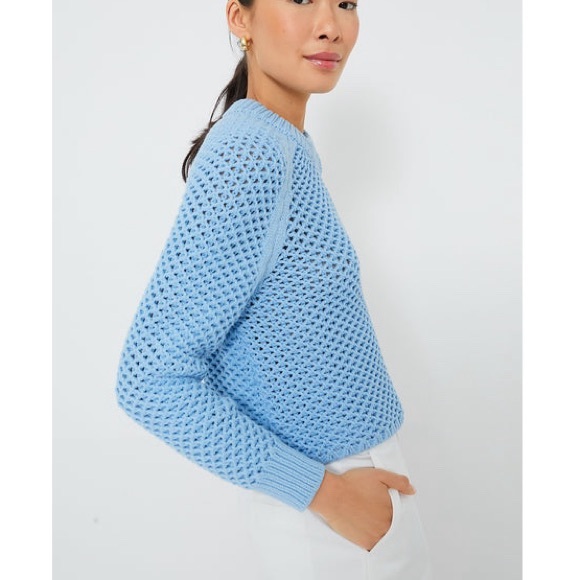 TUCKERNUCK Corsica Blue Crochet Knit Annette Sweater - Picture 3 of 11